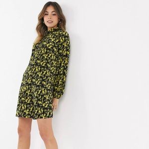 plisse smock mini dress